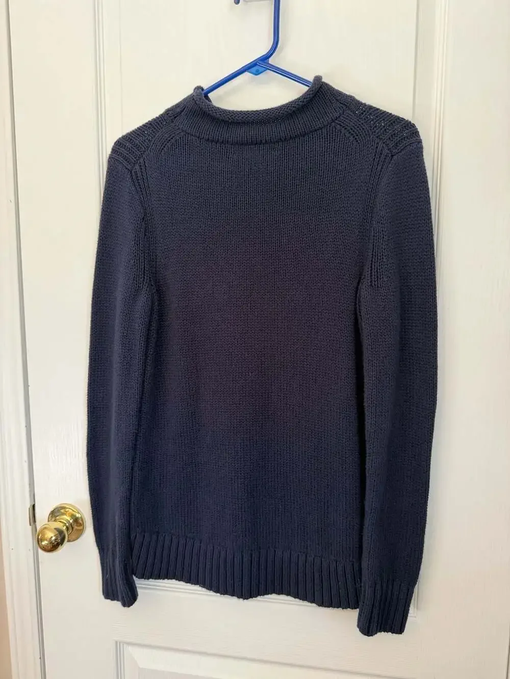 J. Crew 1988 Rollneck Pullover Sweater Navy Blue Cotton Size Small